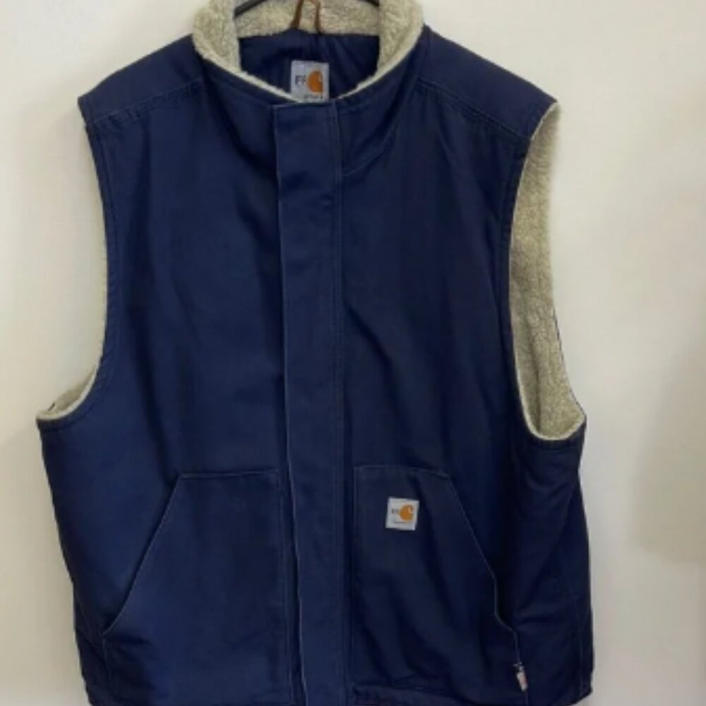 Carhartt FR Navy Blue Vest with Sherpa Lining